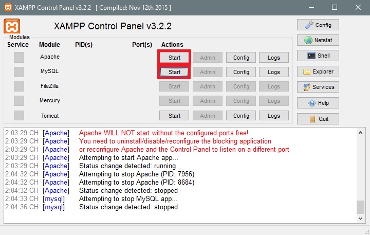 Hướng dẫn khởi chạy ứng dụng XAMPP 2