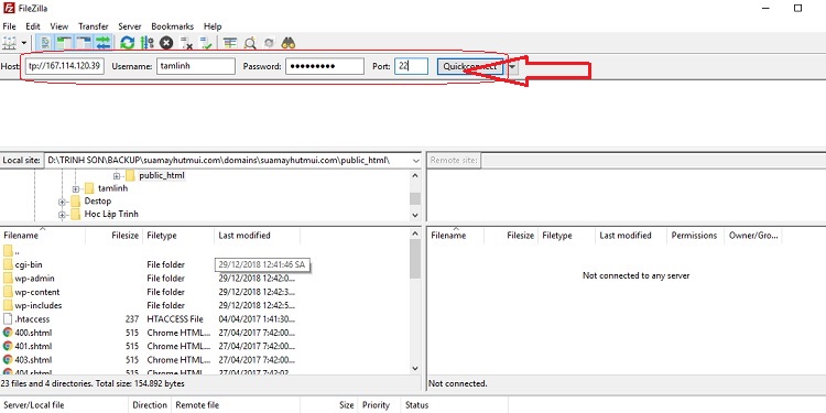 Hướng dẫn kết nối SFTP để upload sữ liệu bằng File Zilla trên Windows